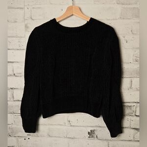 H&M Black Chenille Ribbed Knit Sweater Size Small Soft Cozy Pullover